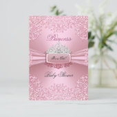 Baby Shower Girl Pink Princess Tiara lace SML Invitation (Standing Front)