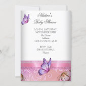 Baby Shower Girl Pink Purple Princess Butterfly 2 Invitation (Back)