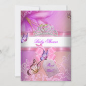 Baby Shower Girl Pink Purple Princess Butterfly 2 Invitation (Front)