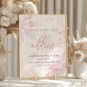 Baby Shower Girl Pink Snowflake Address  Poster
