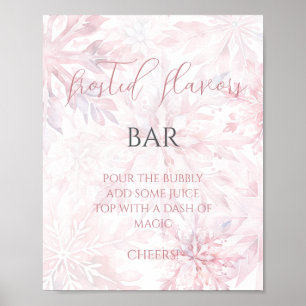 Baby Shower Girl Pink Snowflake Mom-osa Bar Poster