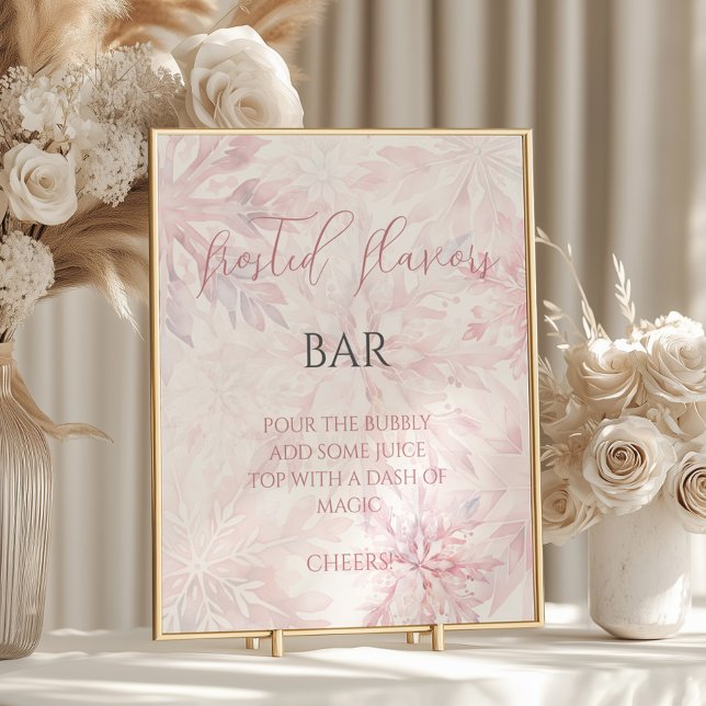 Baby Shower Girl Pink Snowflake Mom-osa Bar  Poster (Creator Uploaded)