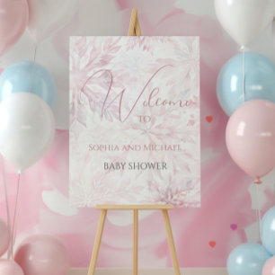 Baby Shower Girl Pink Snowflake Welcome Foam Board