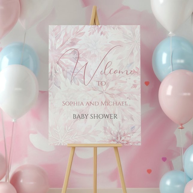 Baby Shower Girl Pink Snowflake Welcome Foam Board (Creator Uploaded)