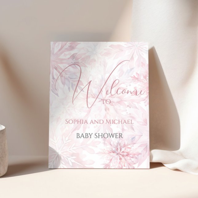 Baby Shower Girl Pink Snowflake Welcome Poster (Creator Uploaded)