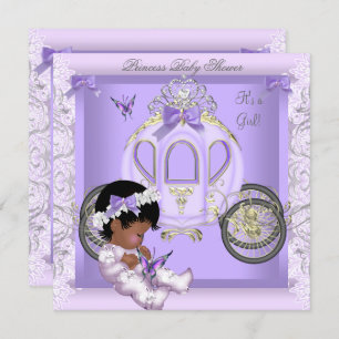Baby Shower Girl Princess Carriage Lavender 3 Invitation