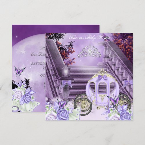 Baby Shower Girl Princess Carriage Lavender Custom Invites