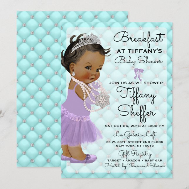 Baby Shower Girl Princess Diamonds Pearls Invitation (Front/Back)