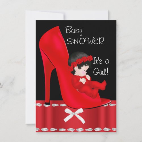 Baby Shower Girl Red High Heel Shoe Invitation