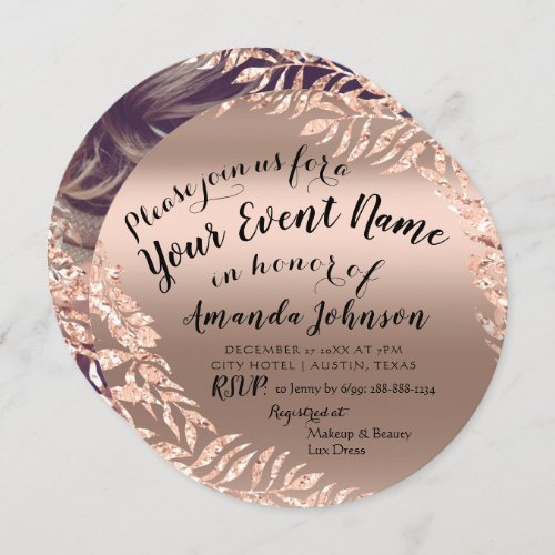 Baby Shower Girl Rose Gold Royal Photo Lux Invitation