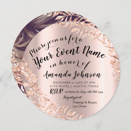 Baby Shower Girl Rose Gold Royal Pink Phoot Invitation