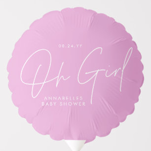 Baby shower girl script modern pink elegant  balloon