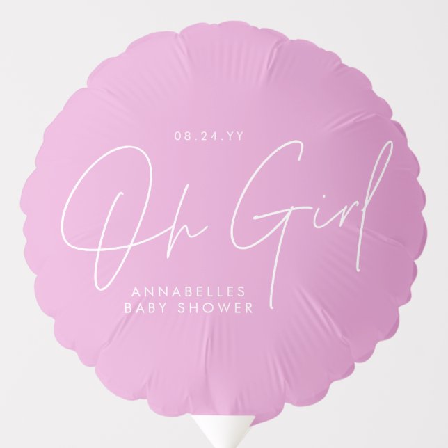 Baby shower girl script modern pink elegant  balloon (Front)