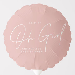 Baby shower girl script modern rose pink elegant balloon