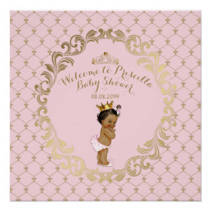Baby Shower GIRL,Soft pink & gold,royal background Poster