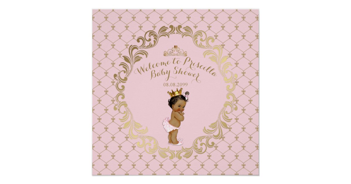 Baby Shower GIRL,Soft pink & gold,royal background Poster ...