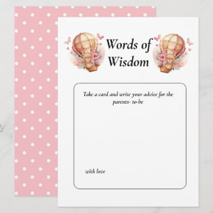 Baby Shower Girl Teddy Balloon Floral Wisdom Invitation
