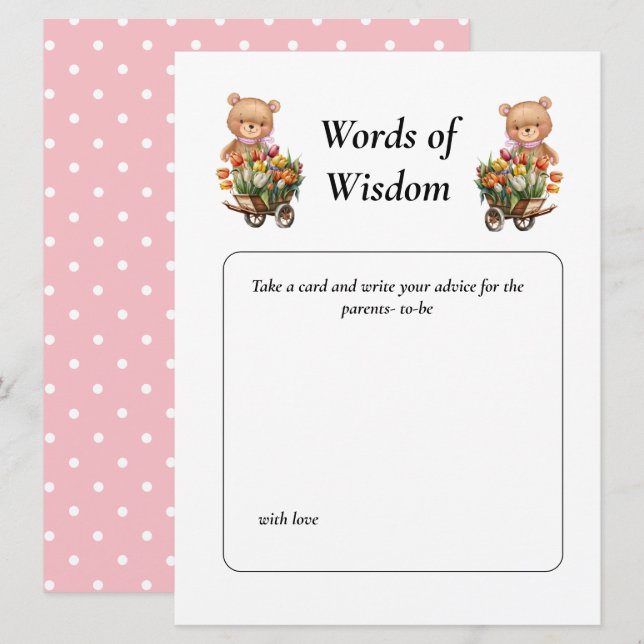 Baby Shower Girl Teddy Floral  Invitation (Front/Back)