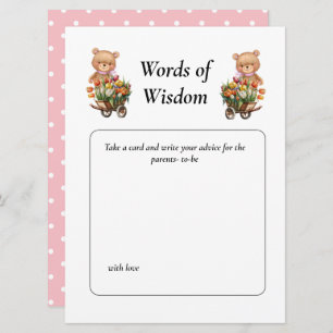 Baby Shower Girl Teddy Floral Invitation