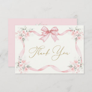 Baby Shower Girl Thank You Card with bow