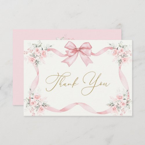 Baby Shower Girl Thank You Card with bow