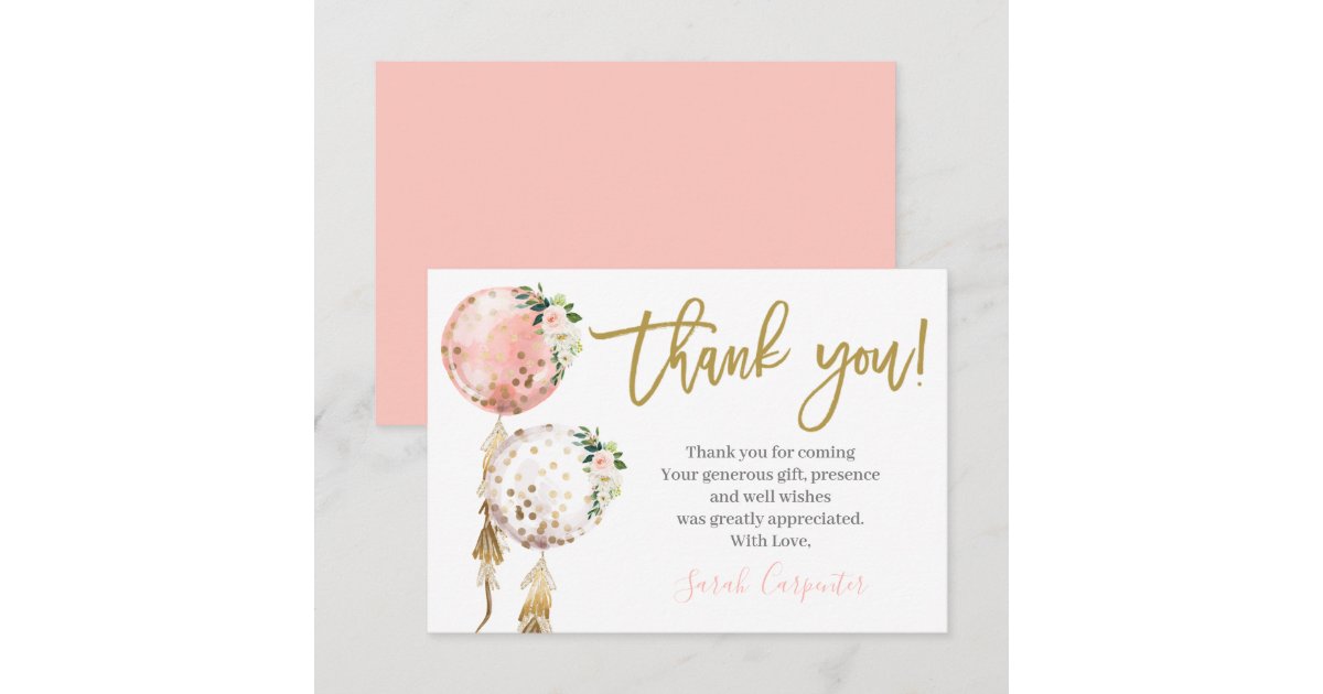 Baby Shower Girl thank you Note Card Zazzle