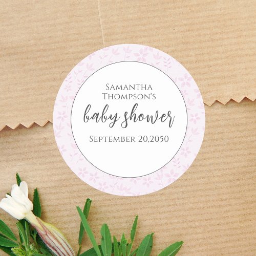 Baby Shower Girl Trendy Script Watercolor Cute  Classic Round Sticker