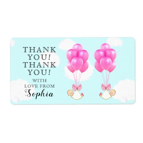 Baby Shower Girl Twins Label