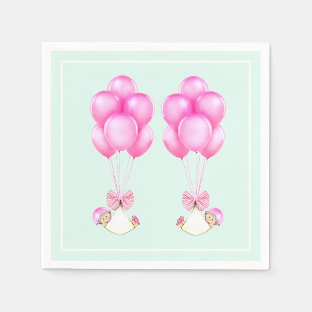 Baby Shower Girl Twins Napkins (Front)