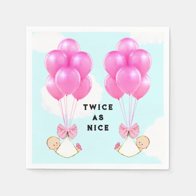 Baby Shower Girl Twins Paper Napkins (Front)