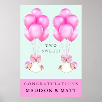 Baby Shower Girl Twins Poster by partygames at Zazzle