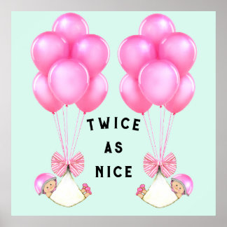 Baby Shower Girl Twins Poster