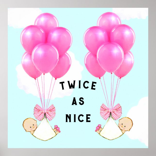 Baby Shower Girl Twins Poster (Front)