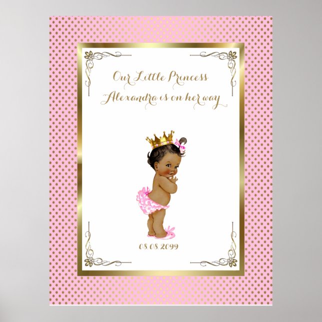 Baby Shower Girl, white pink,elegant,32x41,6 300pp Poster (Front)