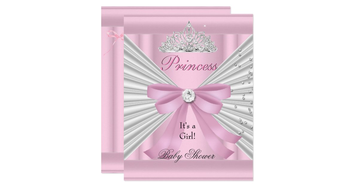 Baby Shower Girl White Pink Princess Tiara Card | Zazzle