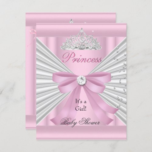 Baby Shower Girl White Pink Princess Tiara Invitation