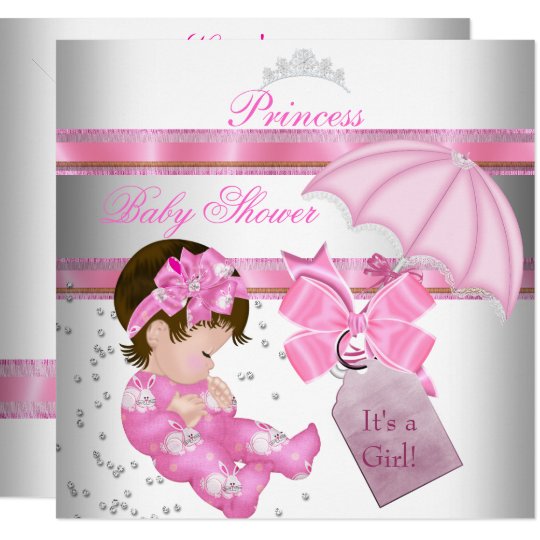 Baby Shower Girl White Pink Princess Tiara Invitation | Zazzle.com