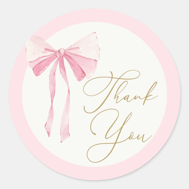 Baby Shower Girl with bow Classic Round Sticker (Front)