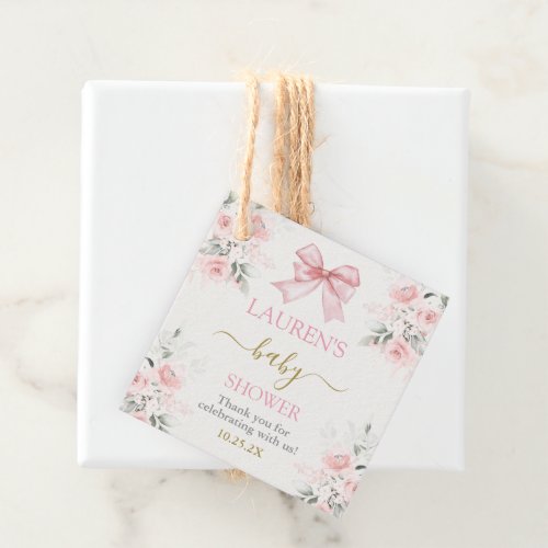 Baby Shower Girl with bow Favor Tags