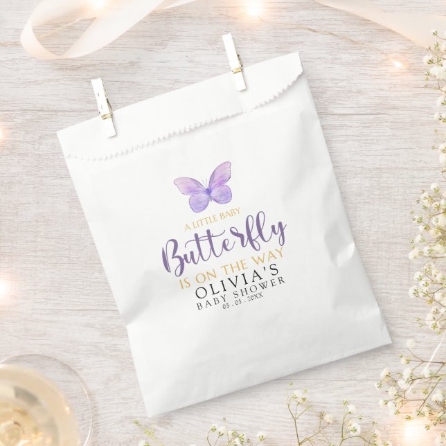 Baby shower girl with Butterfly theme Favor Bag (Clipped)