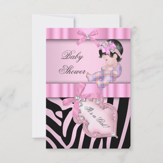 Baby Shower Girl Zebra Pink Invitation (Front)