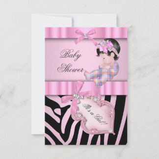 Baby Shower Girl Zebra Pink Invitation