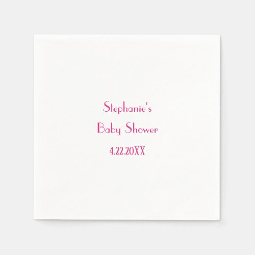 Baby Shower Girls Pink Custom Name 2024 Elegant Napkins
