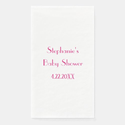 Baby Shower Girls Pink Custom Name 2024 Elegant Paper Guest Towels