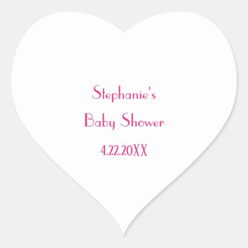 Baby Shower Girls Pink Custom Name Elegant 2024 Heart Sticker