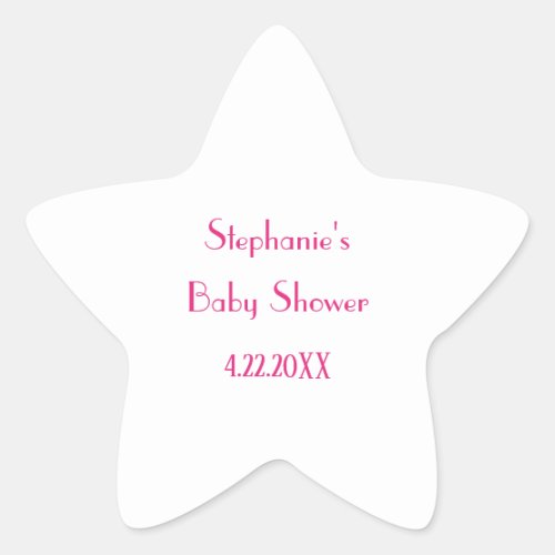 Baby Shower Girls Pink Custom Name Elegant 2024 Star Sticker