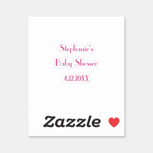 Baby Shower Girls Pink Custom Name Elegant 2024 Sticker