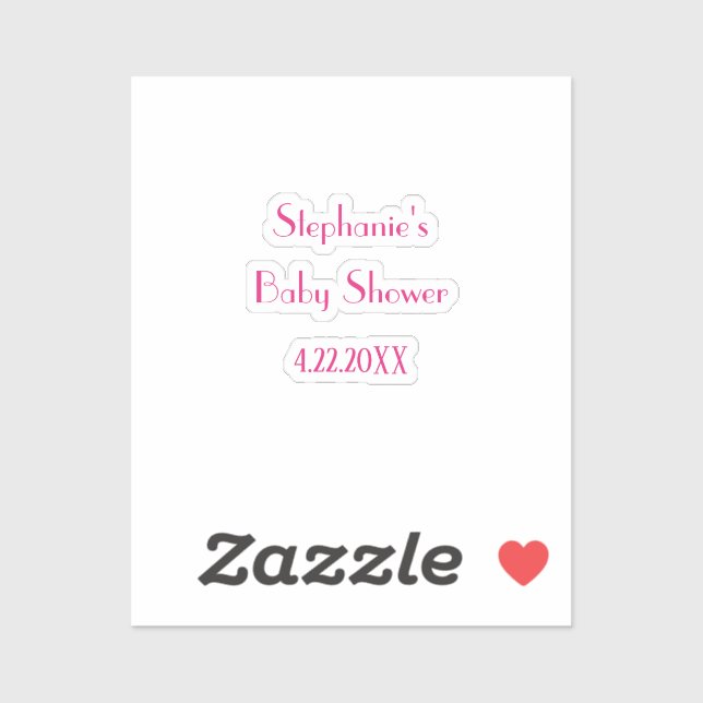 Baby Shower Girls Pink Custom Name Elegant 2024 Sticker (Sheet)