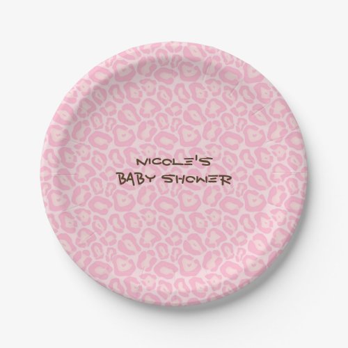 Baby Shower Girls Pink Safari Cheetah Leopard Paper Plates