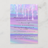 Baby Shower Girly Feet Drips Holograph Purple Pink Invitation